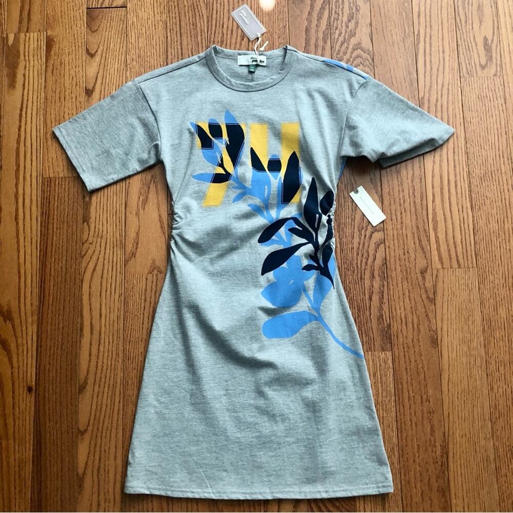 Anthropologie Daily Practice Gray Floral Mini 
T-Shirt Dress Women’s Size XS NWT - Picture 3 of 12